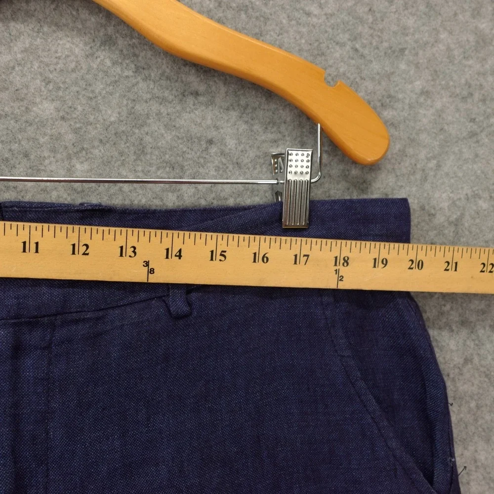 Italian European Linen Pants Mens XXL Blue Cuffed Trousers Summer PEPITOS 39x31